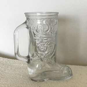 Vintage Anchor Hocking Decorative Western Boot Clear Glass Mug